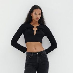 Zara Stretchy linen blend top